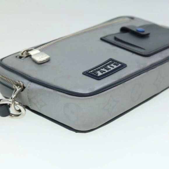 LOUIS VUITTON Monogram satellite Clutch Bag Silver M44171 LV Auth 32349A - Picture 3 of 16